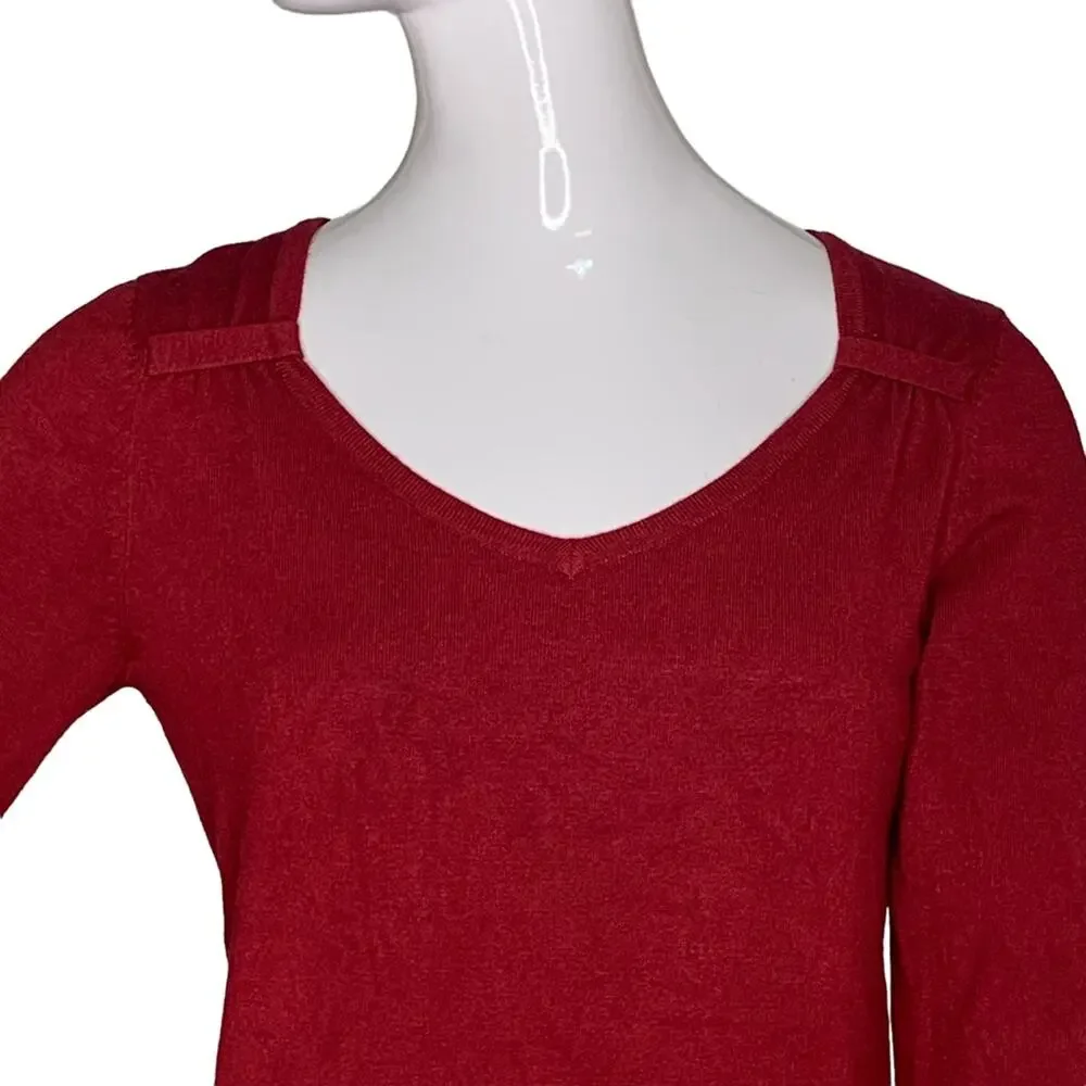 Maurices Fine Knit Top Red 3/4 Sleeve Size S